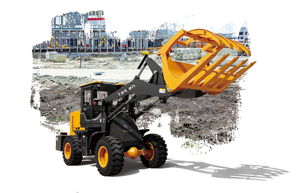 Self loading concrete mixer truck for road construction