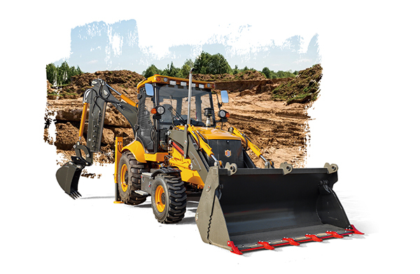 Backhoe loader for construction and farm earthmoving