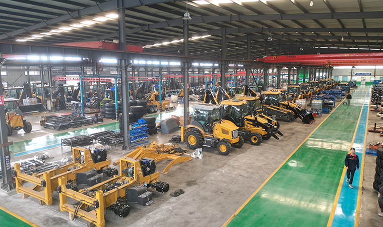 Wheel loader production line in heavy equipment factory
