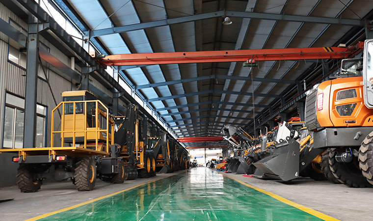 Backhoe loader assembly workshop for construction machinery