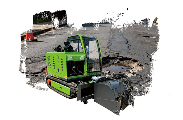 Skid steer loader for road cleaning and snow removal